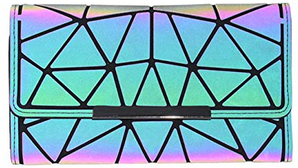 RANSUU Geometrische Lange Brieftasche und Geldbörse - Mode Leuchtend Trifold Gitter Geldbörse Brieftaschen für Damen NO.2