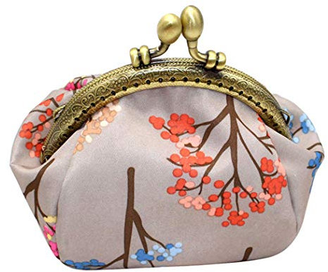 iSuperb Porte Monnaie Rétro à Fermoir Petit Fleur Portefeuille Femme Imperméable Sac de Monnaie Hasp Vintage Mini Pochette Coin Purse Pouch Bags pour Les Pièces, Les Clés, Les Cartes (Kaki)