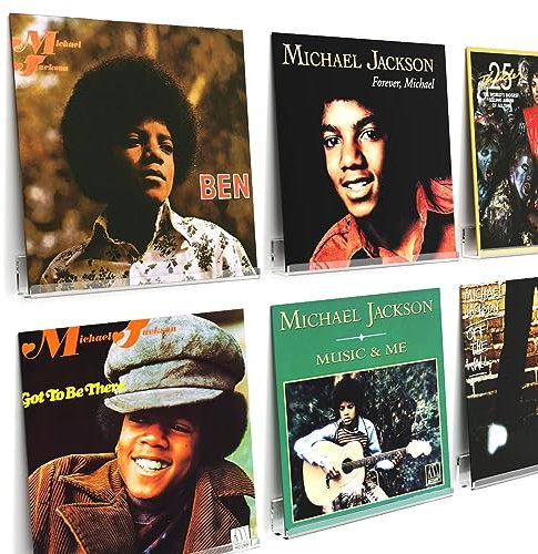 HIIMIEI Acrylic Vinyl Record Wall Mount Shelf, Holder for LP Storage, Durable, Easy Install Floating Shelf, Pack of 6, Clear