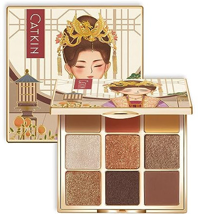 CATKIN Lidschatten-Palette Make-up, Matte Shimmer 9 Farben, hochpigmentierte, cremige Textur Natürliche Bronze Neutrale kosmetische Lidschatten (C09)