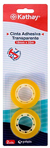 Kathay 86003100. Blister di 2 nastri adesivi trasparenti, 18 mm x 33 m, alta resistenza