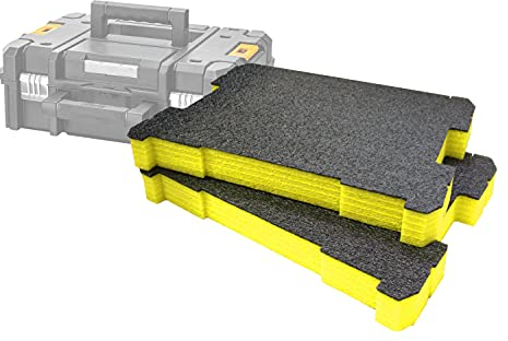 Shadow Foam TSTAK/ProStack Werkzeugkoffer-Einsatz [Doppelpack] anpassbarer Schaumstoff für DeWalt/Stanley Modular Systeme | Ideal für Lean, 5S, Kaizen & Custom Organizer (50mm, Gelb)