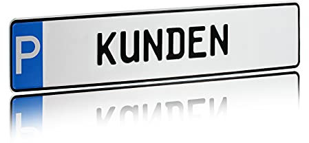 Cartello personalizzata per permesso di parcheggio 520 x 110 mm con simbolo P in alluminio, targa personalizzata con testo a scelta per parcheggio (06 P - Clienti)