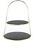 ECHTWERK Etagere-/ Servier-Ablage für Gebäck, Obst, Käse und Dessert mit 2 Ebenen aus Naturschiefer und Bügelgriff, Gebäckständer, Ø Schieferplatten ca. 25/30 cm, Gold-Edition