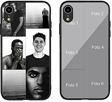 MXCUSTOM Personalisierte Handyhülle für Apple iPhone XR, Benutzerdefiniert Kratzfest Gehärtetes Glas Weicher Stoßfänger Hülle mit Eigenem Fotocollage Bild Individuelle Schutzhülle (GHS-TMP042)