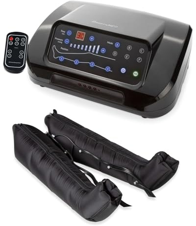 Dinamicamed | PRO 4.0 Beinmassagegerät | 4 Luftkammern | 6 Programme, verstellbarer Druck, inkl. Beinmanschetten XL und Bauch | Pressotherapy Lymphdrainage fördert Durchblutung