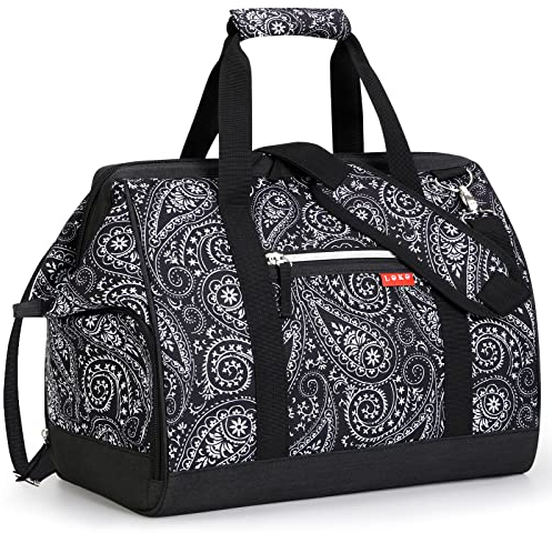 Lekesky Reisetasche Damen, Weekender Damen Klein mit Schuhfach, Großes Öffnungsdesign, 33L Kliniktasche Geburt für Reisen, Airline, Arbeit, Strand oder Freizeit (Cashew-Blüte)