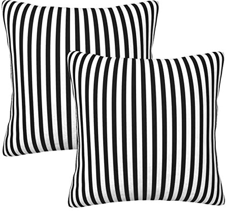 KTQUZCLF Kissenbezüge, 50 x 50 cm, 2 Stück, schwarz und gestreift, quadratisch, für Wohnzimmer, Sofa, Schlafzimmer