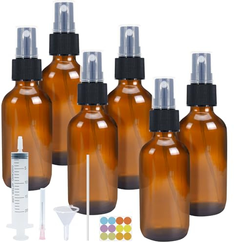 JETOP Sprühflasche Glas 60 ML, Sprühflasche Klein Mit Füllwerkzeug und Aufkleber, Parfümzerstäuber Transparent, Mini Sprühflasche für Parfüm, Kosmetik, Körperpflege Flüssigkeit, Öle