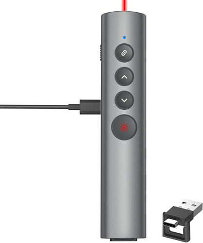 Clicker de présentation Hyperlink rechargeable pour PowerPoint, USB-C/A - Télécommande sans fil pour ordinateur/Mac/PPT/Google Slide Advancer