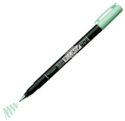 Tombow Fudenosuke Pastel for black paper | Pastellfarbe: light green | Kreideoptik auf schwarzem Papier | weiche,Spitze | Handlettering,Skizzen Kartengestaltung [WS-BS86],1 Stück (1er Pack)