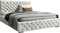 WFL GROUP Samtstoff Polsterbett Doppelbett 140x200 160x200 180x200 cm Bettgestell Mit Bettkasten Lattenrost und Gestepptes Kopfteil - Hydrophobe Stoff - Chesterfield-Stil - Hell Beige - 180 x 200 cm