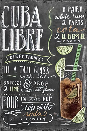 BA Market Vintage Blechschild Cuba Libre 20 x 30 cm Wandschild für Café Bar Home Retro Nostalgie Premium Metallschild Cocktail Löcher für Wandbefestigung (Cuba Libre)