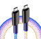 Light up Charging Cable for All Type C Device with RGB Breathing Light Compatible With Samsung Galaxy S24/S23/A15/A25/A35/A55, PD 60w Fast Charging USB C to USB C Cable for Car or Darkness