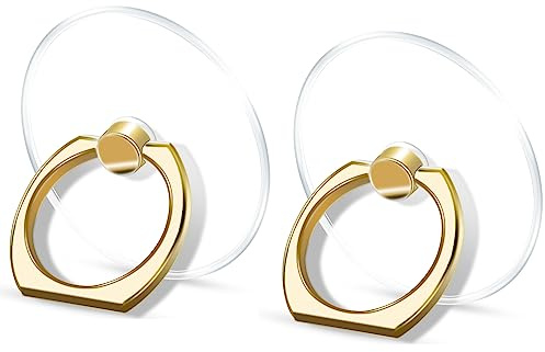 TACOMEGE Transparent Clear Phone Ring Grips Holder Kickstand, Gold