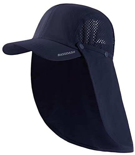 Bassdash UPF 50 + Casquette de pêche Pliable Casquette de Baseball avec Couvercle de Cou Amovible Portable pour Hommes et Femmes randonnée de Golf