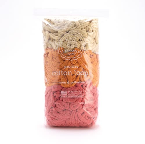 Friendly Loom | 10” PRO-Sized Tulip Themed Potholder Weaving Loops | Craft 6 Cotton Potholders