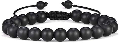 TINGN Mattes Achat Armband für Herren, 8mm Natürliches Mattes Achat Armband Angst Armband für Männer Stressabbau Mattes Achat Armband Papa Geschenke Vatertagsgeschenke von Frau und Tochter