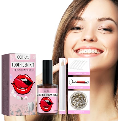 Zahn Edelstein Set, Zahnschmuck-Set, DIY Zahn Edelstein Kit, Diy Tooth Gem Kit Mit Kleber, Zahnschmuck Mit Kleber Und Licht, Zahnschmuck Für Reflektierende Zahnverzierungs-Dekoration(B)