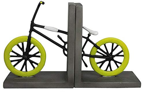 NOALED Buchstützen, Buchstützen, Fahrrad-Buchstütze, Kunst, Schwarz, Grün, Bücherregal, Dekor, Kunstharz, Buchstützen für Regale, klassisches Fahrrad, Kinder und Erwachsene, Buch-Organizer