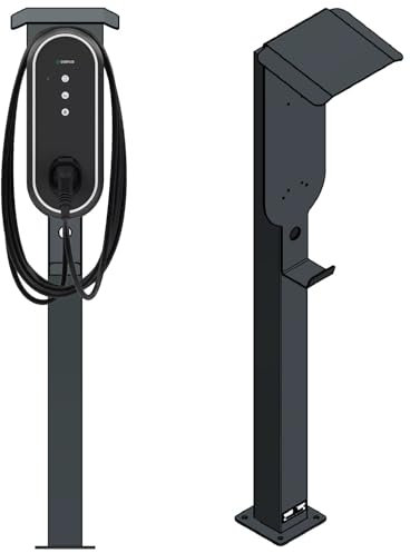 DIE-LADESÄULE - Ladesäule, Standfuß, Stele, Base für E.ON eBox Wallbox - aus Edelstahl - mit Dach und Kabelhaken - pulverbeschichtet - anthrazit - deutsche Herstellung