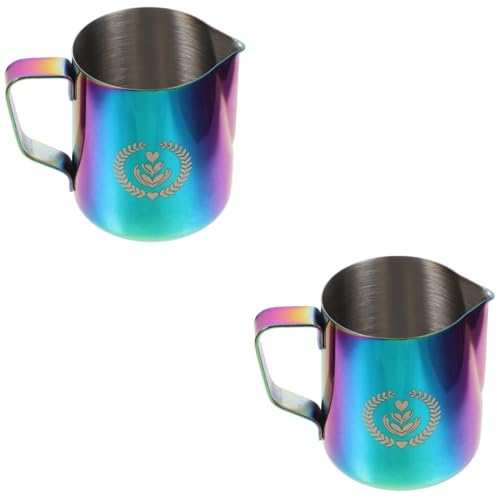 Cabilock 2 Uds Taza De Leche Y Café Espumador De Leche Jarra De Leche Para El Hogar Jarra De Leche De Metal Jarra De Capuchino Tazas Medidoras De Metal Lata De Leche De Acero Inoxidable
