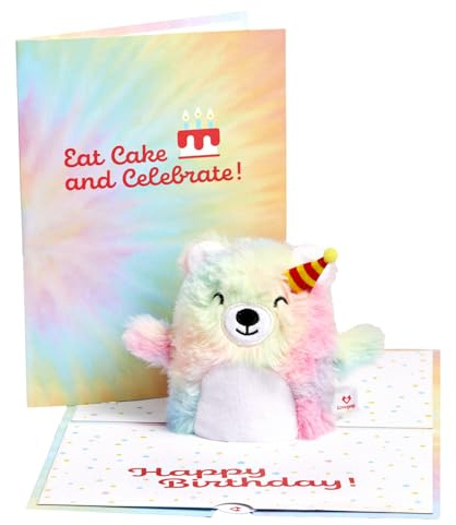 Lovepop® Plüsch-Pop flauschige 3D Pop Up Geburtstagskarte mit Plüsch-Figur | Einzigartige Plüschkarte in Premium Qualität mit Kuscheltier | Versteckfach für Geld & hochwertiger Umschlag