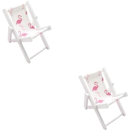 BESTonZON 2stücke Mini Strandstuhl Spielzeug Kreativer Handyhalter Im Flamingo-Muster Witzige Mini Lounge Deko Für Zuhause Und Strand Als