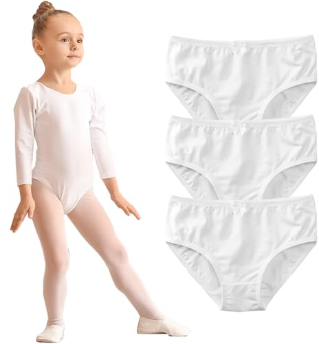 Hornice Mädchenunterwäsche Nahtloser Ballett-Slip für Teenager Tanz-BH mit hoher Taille Gymnastik-Slip aus Baumwolle Stretch-Lateinhose Geeignet für Kinder im Alter von 4-18 Jahren (3er-Pack)