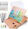 Coozee Tabletop Eilset, 24 Stücke Starter -Kit, Künstler Acrylmalerei Kit mit 12 Acrylfarben Set, Leinwandplatten, Pinsel, Holzpalette für Anfänger und Profis