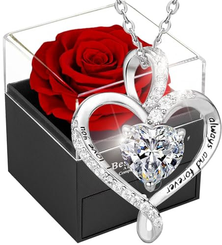 Eternal Rose Gifts for Her,Infinity Rosebox,Preserved Real Rose Box, Handmade Forever Red Flower Gifts for Woman Wife Girlfriend Mum on Birthday, Anniversary, Valentine's Day,Christmas,Mothers Day