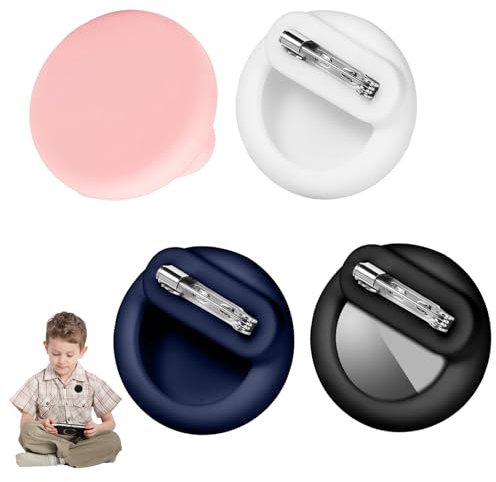4 pz Porta per Airtag,Custodia Airtag Nascosta Per bambini,custodia Airtag in silicone con perni,Nascosta con Spilla per bambini, anziani, animali domestici, zaini, bagagli (nero bianco viola rosa)