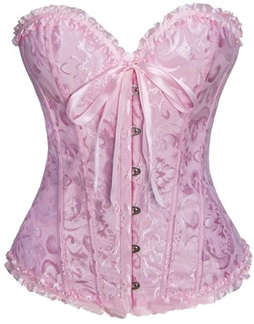 Black Lace Up Satin Boned Overbust Corset Top for Women - Plus Size Bridal Lingerie Basques Bodyshaper Gothic Underbust Bodysuit - Carnival Halloween Costume