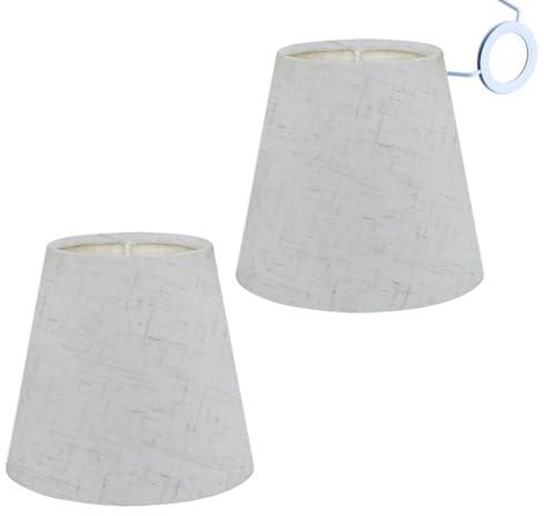Sinta 2 Pack Lampenschirme Stoff Moderne Ersatz Lichtschirm E14/E27 Ersatzschirm Klein hängelampe für Kerze Kristall Kronleuchter Candle Light Wand Licht Tischleuchte,Linen1