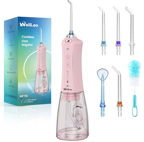 Water Flosser for Teeth, 300ML Cordless Oral Irrigator Rechargeable Dental Flosser Teeth Picks with 5 Modes 5 Jet Tips,IPX7 Waterproof Teeth Cleaner for Braces Gum Care, Home Travel Use