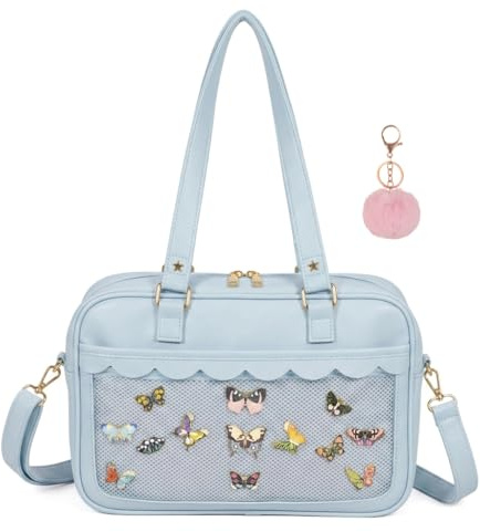 Chillpaper Ita Geldbörse Crossbody Japanische Umhängetasche Messenger Pin Display mit Einsatz Pompon Cute Kawaii