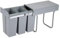 Contenedor de reciclaje para mueble de cocina, Cubos de basura bajo fregadero 3x 8L, fijación inferior y extracción manual, cubos extraíbles, con tapa