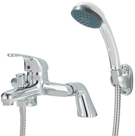 TTICCTIY Robinet de lavabo de salle de bain chromé avec pommeau de douche, robinet de baignoire moderne avec kit de douche, mitigeur monobloc à levier unique