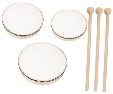Vaguelly 3 Stück Holz Handtamburin Mit Rutschfestem Griff Langlebige Percussion Handtrommeln Für Erwachsene Bühnenmusik Und Live Auftritte