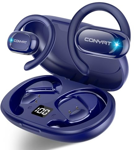 Conyat AI Language Translation Earbuds Real Time, 3-in-1 Translator Earbuds Open Ear with 6 Translation Modes/164 Language, 58H Headphones Translating Device for Travel/Business//Leaning, Blue