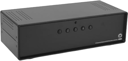 5-in-1-Out XLR-Umschalter, Audio-Splitter, Soundkonverter-Verteilerbox mit Fernbedienung, 28 x 12 x 8 cm für professionelle Aufnahmen, Home Studio, Live-Konzerte, Podcasts und Musikproduktion