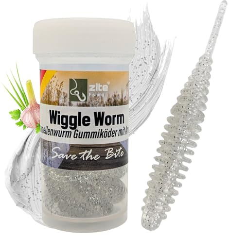 Zite Fishing Wiggle Worm Mix 10 Stück – Lamellen-Gummiwurm für Ultra Light | Forellen Angeln - 5,5cm Gummiköder & Phthalatfrei