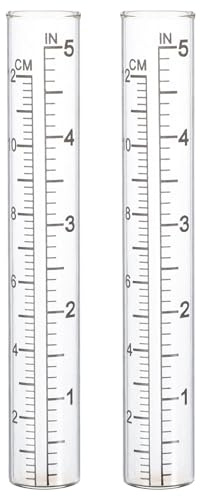 Lurrose 2 Stück Ersatzglas für Regenmesser aus Glas mit Multifunktionalem Werkzeug zur Direkten Beobachtung von Niederschlagsmengen im Garten und Schulhof