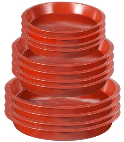PACKOVE 12 Pcs Plastic Plant Saucers for Plant Pots, round Shape Multiple Sizes, Portable and Sturdy Flower Pot Drip Trays Suitable for Indoors and Balcony Use