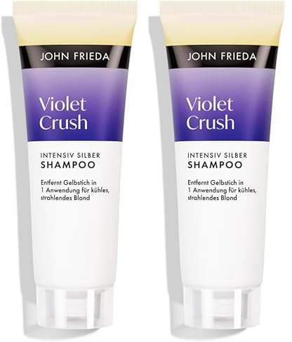 John Frieda Violet Crush Intensiv Silber Shampoo – Inhalt: 75 ml – Haartyp: blond mit Gelbstich (natürlich, coloriert oder gesträhnt) (Packung mit 2)