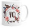 MoonWorks Geburtstags-Tasse 40 vierzig Geschenk-Tasse Kaffee-Tasse Blumen Blüten Blumenkranz weiß Unisize