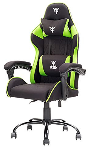 iTek Gaming Chair Rhombus FF10, Gewebe, Schwarz – Grün, Normale