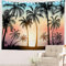 Batmerry Palmen-Wandteppich, Sonnenuntergang, Urlaub, Miami, Strand, Reise, Poster, Wandkunst, hängende Dekoration, Polyesterfaser, weiß gerüscht, für Schlafzimmer, Wohnzimmer, 130 x 150 cm