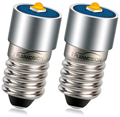 Ruiandsion 2 Stück E10 LED Lampe 4.5V 3W 3000K Warmweiße LED Ersatzlampe Upgrade für Scheinwerfer Taschenlampen Taschenlampe