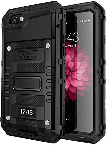 iPhone SE 2020 Case,Military Grade IP68 Waterproof Dustproof Shockproof Full Body Sealed Underwater Case with Built-in Screen Protector Heavy Duty Metal Rugged Case for iPhone 7/8 (Waterproof Black)
